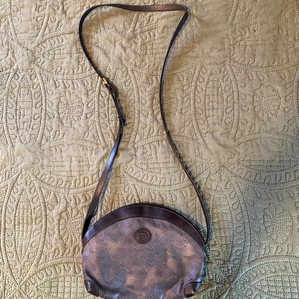 Vintage black/grey monogram Gucci crossbody handbag